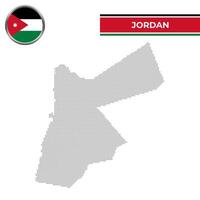 Dotted map of Jordan with circular flag vector