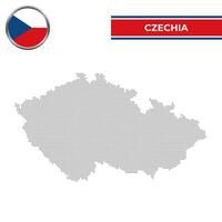 Dotted map of Czechia with circular flag vector
