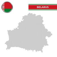 Dotted map of Belarus with circular flag vector