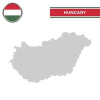 Dotted map of Hungary with circular flag vector