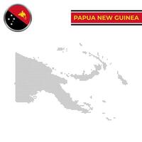 Dotted map of Papua New Guinea with circular flag vector
