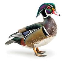 Wood duck, isolated on a white background photo
