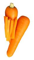 Top view of orange carrot with slices in stick shape in stack isolated on white background with clipping path photo