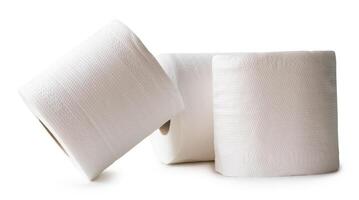 White tissue paper rolls in stack isolated on white background with clipping path photo