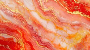 A close up of a red and gold marble surface photo