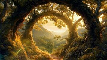 A forest with a path through the middle of it video