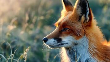 A close up of a red fox in a field of tall grass video