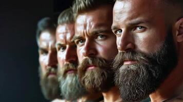 A group of men with beards standing in a row video