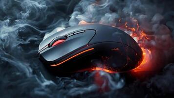 A computer mouse with flames coming out of it video