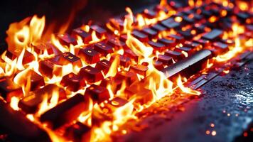 A close up of a keyboard on fire video