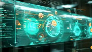 A futuristic interface with a futuristic interface on the screen video