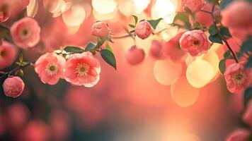 A bunch of pink flowers on a tree branch video