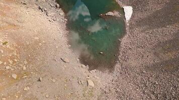 Aerial top down view Didgalish Toba located in Samegrelo-Zemo Svaneti on the Egrisi range. Caucasus mountains. Trekking destination in Georgia country. Hidden gem video