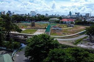 View of the park during the construction process during the day photo