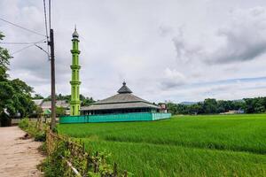 A mosque on the edge of rice fields in the countryside photo