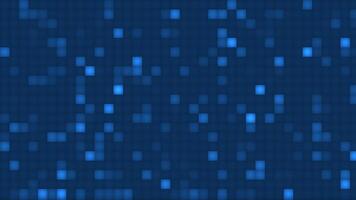 pixel animation of digital lamp light on dark blue background. Abstract flashing blue lights like in computer technology video