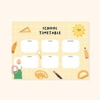 Hand drawn back to school timetable vector