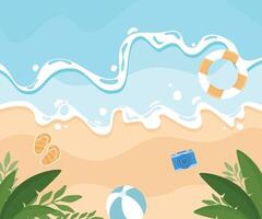 Summer background with camera and beach vector
