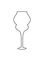 Linear wine glass icon. Red, white and rose wine alcohol drink cup. Outline logo, sketch, doodle. Crystal glass, goblet, glassware. Wine tasting. Sommelier. Party, celebration time. Contour. vector