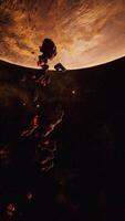 vertical, un grande racimo de asteroides cerca un desconocido planeta video