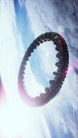 UFO Spaceship Hovering in the sky elements furnished by NASA, vertical video