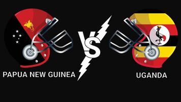 Papua New Guinea Vs Uganda 3D Illustration flags over cricket Helmet for Versus Match with Dark Background vector