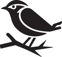 Bird silhouette perched on a branch sharp lines vector