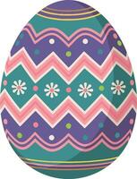 Easter egg with a colorful pattern on the front. vector