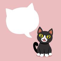 Cartoon character happy cat with speech bubble vector