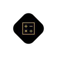 A black and yellow icon of a calculator vector