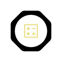 A black and yellow calculator icon on a white background vector