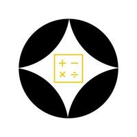 A black and yellow logo with a square and a plus sign vector