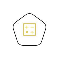 A black and white image of a hexagon with a calculator inside vector