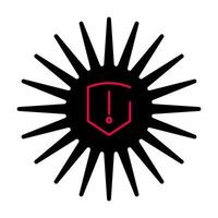 The logo for the company is a sunburst with a red and black logo vector