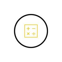 A black and yellow icon of a calculator vector