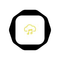 A black and yellow cloud icon with music notes vector