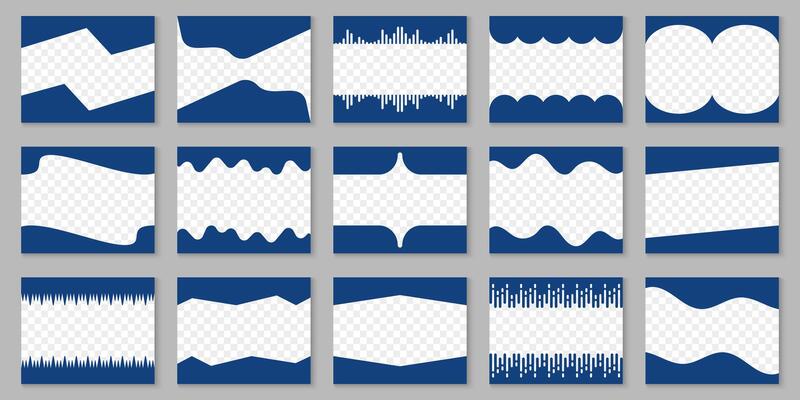 Abstract Divider Shapes for Websites Set. Design Elements for Top and Bottom Web Pages. Collection Shapes Border, Curved Frame Separators for Posters, Apps, and Banners. Isolated Illustration