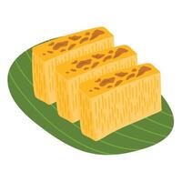 Bika Ambon, Indonesian cake with square slices vector