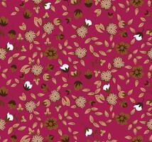 A pattern with brown and pink flowers on a red background vector