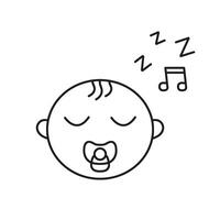 Sleeping Baby with Pacifier Line Icon. Infant with Lullaby and ZZZ Sign Outline Symbol. Editable Stroke. Isolated Illustration vector