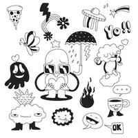 Hand Drawn Doodle with Fun Characters and Whimsical Elements vector