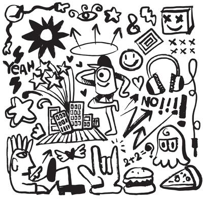 Rough Hand Drawn Doodle with Fun and Cool Elements