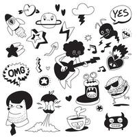 Hand Drawn Doodle with Quirky Characters and Fun Elements vector