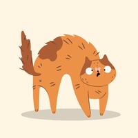 Funny scared cat character isolated. vector