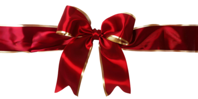 Isolated transparent red ribbon with gold bow png