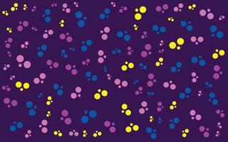 A purple background with yellow and blue dots vector