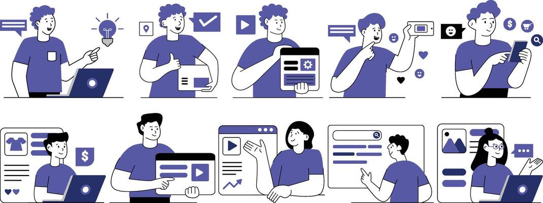 Hand Drawn Character Digital Business Illustration