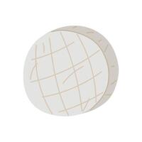 A round whole head of Camembert cheese, a French soft creamy dish with brie cheese in the form of tortillas highlighted on a white background. A separate item of dairy product with mold vector