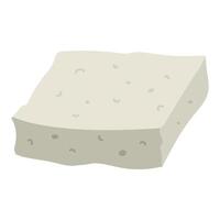 flat illustration is a single rectangular piece of feta cheese, highlighted in white. A large piece of pressed dairy product. White Greek curd cheese made from sheep's milk or milk beans vector