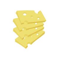 maasdam. A group of slices of hard yellow cheese with holes on a dark background. illustration. Porous masdam in a flat realistic style. Ideal for posters and banners, cafe menus and shops vector